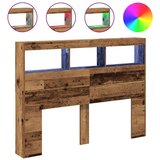 Ormarić Omarica za vzglavje postelje LED starinski les 140x17x102 cm | Shoptok.si