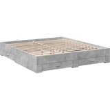 vidaXL Posteljni okvir s predali betonsko siv 200x200cm inženirski les, (21128107) | Shoptok.si