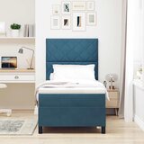  LED Box Spring Krevet Tamno plava 90 x 190 cm Baršun | shoptok.hr