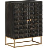  Komoda crna 55 x 34 x 75 cm od masivnog drva manga i željeza | shoptok.hr