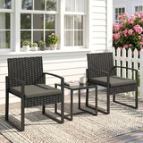Bistro set od ratana vrtni namještaj od 3 dijela s 2 vrtne stolice stolić za kavu jastuci koji se mogu ukloniti tamno siva | shoptok.hr