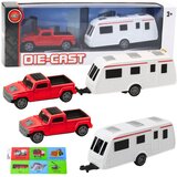  Set metalnog automobila s kamper prikolicom crveni | shoptok.hr