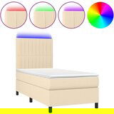  The Living Store Box spring postelja z vzmetnico LED krem 100x200 cm blago - Box Spring Postelja, (21448977) | Shoptok.si