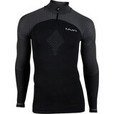 UYN Men's Running Alpha OW Shirt LS Zip Up - Black-Grey, S Cene