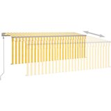  Avtomatska tenda s senčilom LED + senzor 4x3 m rumena in bela, (20702670) | Shoptok.si