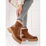 SHELOVET Brown natural leather trappers | Shoptok.si