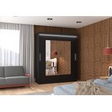 ADRK Spalna omara ROSETTE z ogledalom in LED, 180 cm - ČRNA | Shoptok.si