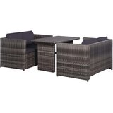  3-dijelni bistro set od poliratana s jastucima sivi | shoptok.hr