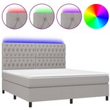 vidaXL Box spring postelja z vzmetnico LED sv. siva 160x200 cm blago, (20789805) Cene