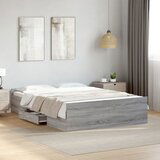 Maison Chic Posteljni okvir - Dvoposteljna postelja - Zakonska postelja s predali siva sonoma 120x190 cm inženirski les, (21695287) | Shoptok.si
