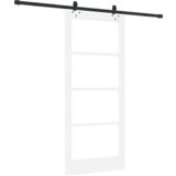 vidaXL drsna vrata s kompletom strojne opreme bela 86x198,5 cm iz masivnega borovega lesa | Shoptok.si