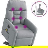 vidaXL Masažni naslanjač s funkcijo vstajanja svetlo sivo blago | Shoptok.si