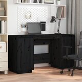 vidaXL Pisalna miza črna 140x50x75 cm trdna borovina | Shoptok.si