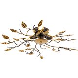QAZQA Vintage stropna svetilka črna z zlatom 50 cm 3 luči - Foglie | Shoptok.si