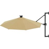  Zidni suncobran s LED svjetlom i šipkom 300 cm smeđe-sivi | shoptok.hr