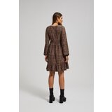 Marisse Patterned, Knee-Length, Ruffled Dress In Dark Beige | shoptok.hr
