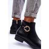 Boto Leather Ankle Boots with Flat Heel Black Meronei | Eponuda.ba