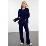 Trendyol Navy Blue Piping Detailed Trouser Knitwear Top-Bottom Set Cene