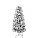 vidaXL Umetno Zložljivo Božično Drevo Zelena in bela 150 cm PVC | Shoptok.si