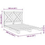 vidaXL Posteljni okvir z vzglavjem siv 160x200 cm trdna borovina | Shoptok.si