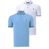Dewberry DOUBLE SET T8586 MEN'S T-SHIRT-WHITE-LIGHT BLUE | Shoptok.si