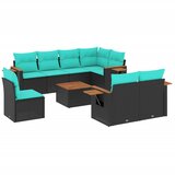  9-dijelni set vrtnih sofa od poliratana s jastucima crni | shoptok.hr