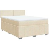 vidaXL Box spring postelja z vzmetnico krem 160x200 cm blago | Shoptok.si