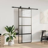  Klizna vrata s priborom crna 90 x 205 cm kaljeno staklo | shoptok.hr