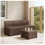 vidaXL Sofa za vrt za 3 osobe sa izgledom rattan 3-sjedalo PP Smeđa - Smeđa 3 x sredina bez jastuka | shoptok.hr