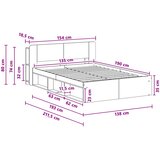  Okvir kreveta s pohranom s uzglavljem Staro drvo 135 x 190 cm | shoptok.hr