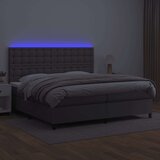 vidaXL box spring postelja z vzmetnico led siva 200x200cm umetno usnje, (20761026) | Shoptok.si