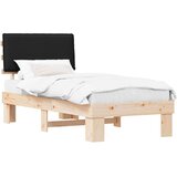  Posteljni okvir z oblazinjenim vzglavjem Črna 75 x 190 cm, (5000101685) | Shoptok.si