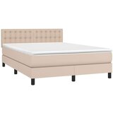  Krevet box spring madrac LED cappuccino 140x200cm umjetna koža | shoptok.hr