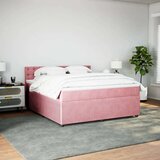 vidaXL Box spring postelja z vzmetnico roza 180x200 cm žamet | Shoptok.si