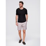 Ombre Men's openwork sweater with round neckline and short sleeves - black | Shoptok.si