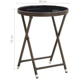 vidaXL Čajna mizica rjava 60 cm poli ratan in kaljeno steklo, (20625284) | Shoptok.si