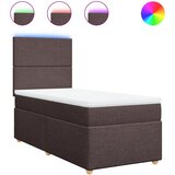 vidaXL Box spring postelja z vzmetnico temno rjav 90x190 cm blago, (21291118) | Shoptok.si