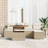  6-dijelni vrtni set sofa s jastučićima Bež Poli Ratan | shoptok.hr
