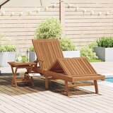 Ležaljka za sunčanje s jastukom 2 pcs Smeđa Čvrsto teak drvo - sa stolom | shoptok.hr