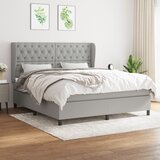 The Living Store Box spring postelja z vzmetnico svetlo siva 160x200 cm žamet - Box Spring Postelja, (21492606) Cene