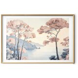  Plakat - Ocean Cliffs and Trees Delicate Motif in Pastel Colors 60x40 Zlatni okvir s margom | shoptok.hr