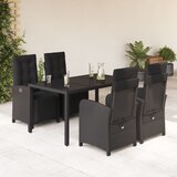 vidaXL 5-dijelni vrtni blagovaonski set s jastucima od poliratana crni | shoptok.hr