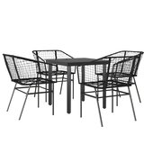 vidaXL Vrtni blagovaonski set od 5 dijelova crni poliratan staklo - Crna 80 x 80 x 74 cm 4 | shoptok.hr