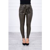 Kesi Leather trousers with a tie at the front khaki | shoptok.hr
