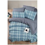 Mila Home Plava posteljina za bračni krevet/za produženi krevet s uključenom plahtom/4-dijelna 200x220 cm Ekose – | shoptok.hr