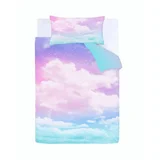 Modra/rožnata otroška posteljnina za zakonsko posteljo 200x200 cm Ombre Rainbow Clouds –