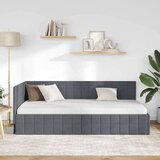 vidaXL Kotna postelja z vzglavjem Temno siva 100 x 200 cm Žamet | Shoptok.si