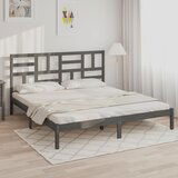 Maison Chic Posteljni okvir - Dvoposteljna postelja - Zakonska postelja siv iz trdnega lesa 200x200 cm-J5444, (21771581) | Shoptok.si