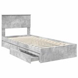  Krevet s od storage Betonski sivi 70 x 190 cm Konstruirano drvo | shoptok.hr