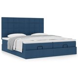 vidaXL Otomanski posteljni okvir z vzmetnicami moder 180x200 cm blago Cene